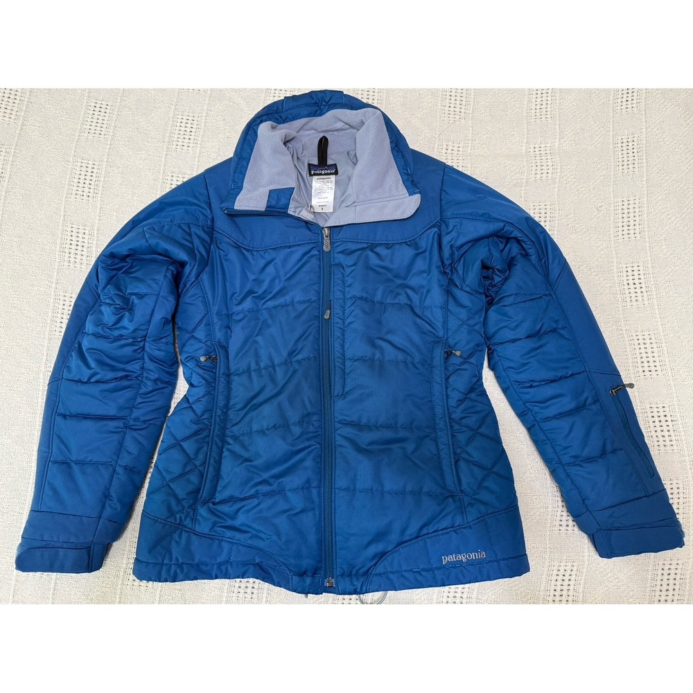 Patagonia Jacket Womens‎ Small Blue Puff Rider Ski Coat Pockets Missing Hood
